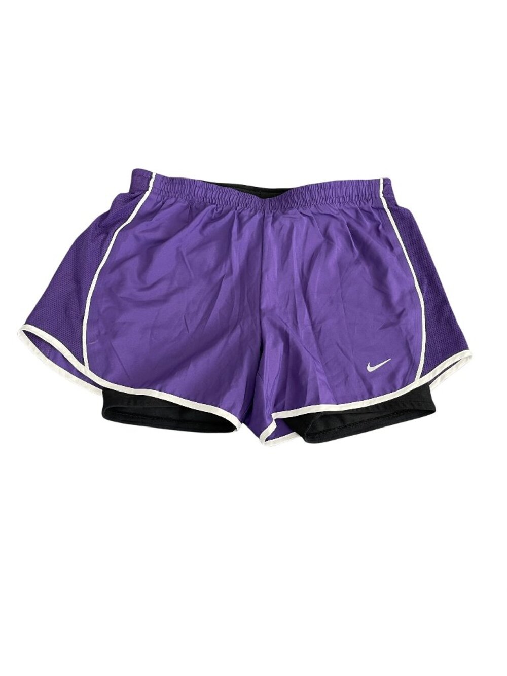 Nike Dri-Fit Womens Athletic Running Shorts Purple Black Lined, Size S